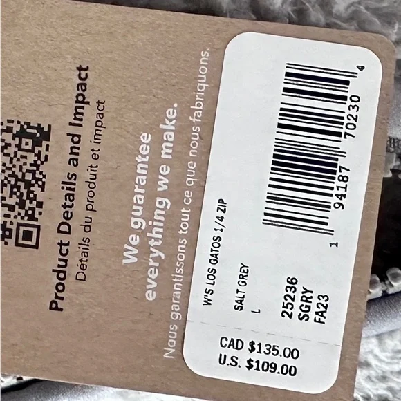 NWT Patagonia Women's Los Gatos 1/4-Zip Fleece Jacket Salt Grey - Size L - Picture 5 of 7